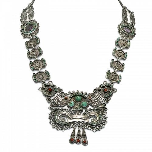 MATL Matilde Poulat Mexican Sterling Silver Jeweled Necklace
