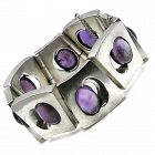 Antonio Pineda Amethyst Shadowbox Trapezoid 970 Silver Taxco Bracelet