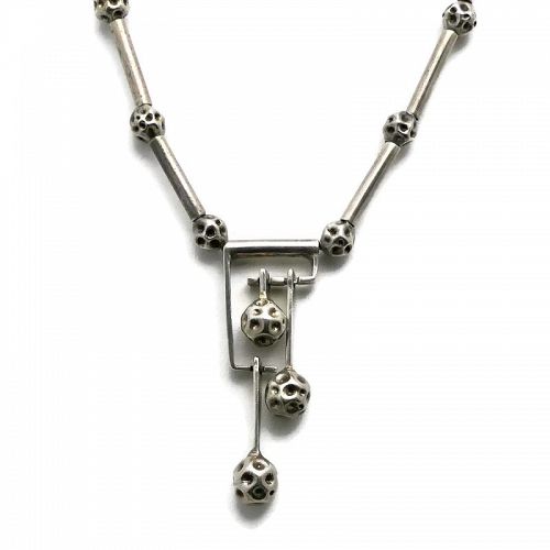 Erika Hult de Corral Sterling Silver Taxco Kinetic Necklace 28.5"