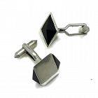 Antonio Pineda Onyx 970 Silver Taxco Mexican Cufflinks