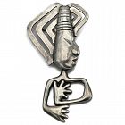 Los Castillo Taxco Mexican Modernist Sterling Silver Dangle Pin #136