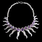 Silver by Tono Antonio Pineda Amethyst Silver Taxco Mexican Necklace