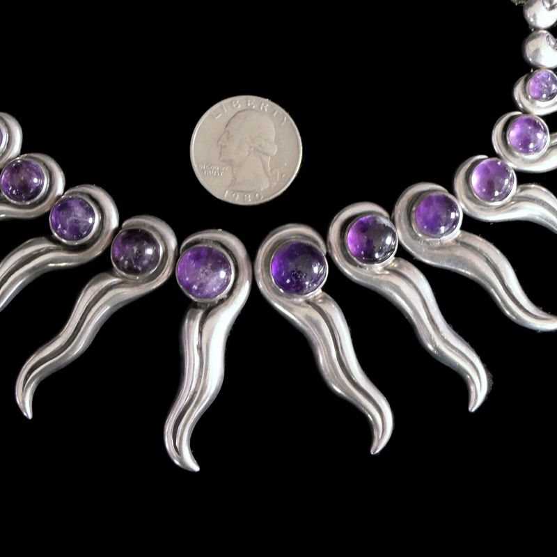 Silver by Tono Antonio Pineda Amethyst Silver Taxco Mexican