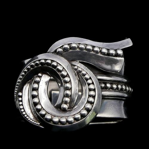 Margot de Taxco #5297 Whorl Sterling Silver Clamper Bracelet