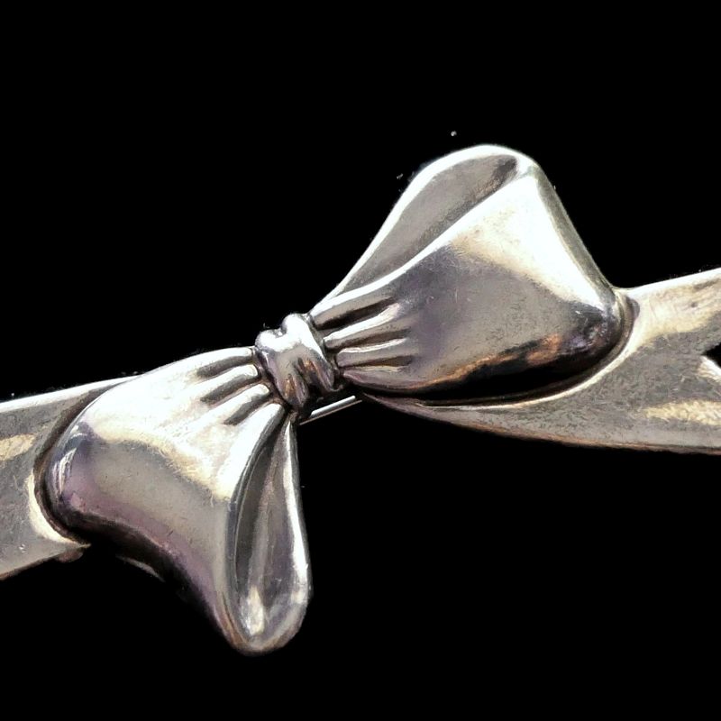 Rare Hubert Harmon Mexican Sterling Silver Huge Ribbon Pin 4&quot;
