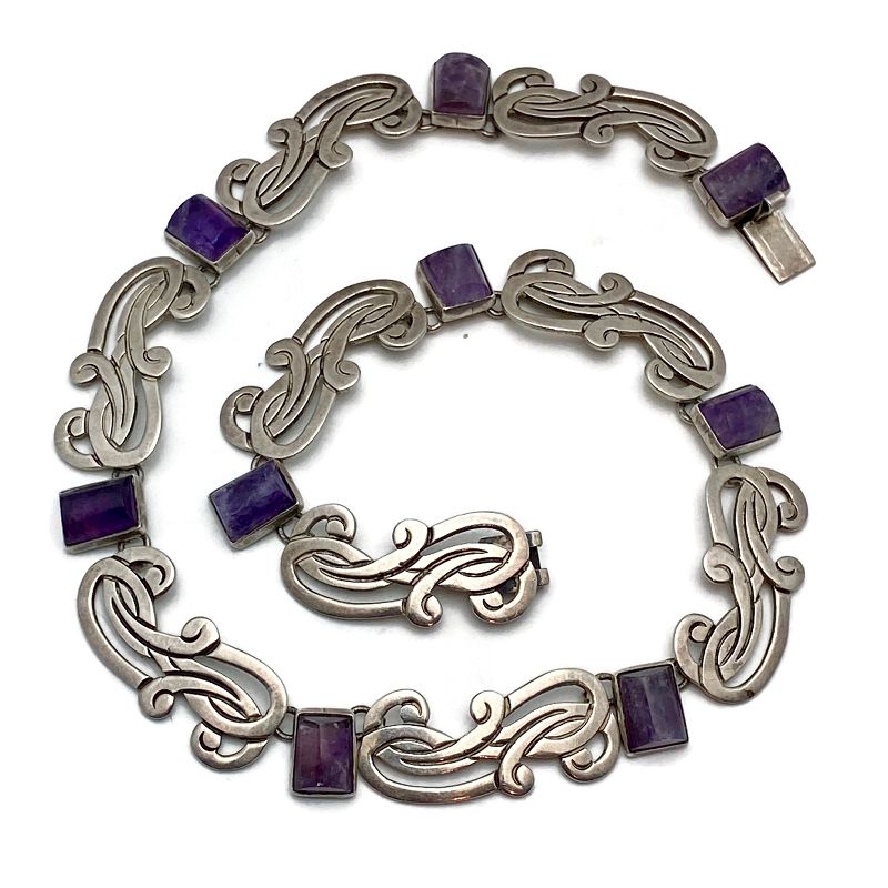 VIntage Sterling cheapest silver Mexico Amethyst panel bracelet