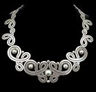 Vintage Taxco Mexican Deco Incised Sterling Silver Necklace