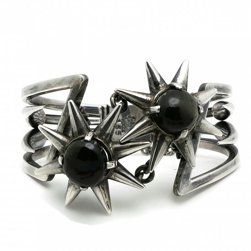 Salvador Teran #156 Obsidian Cosmic Mexican Sterling Silver Bracelet