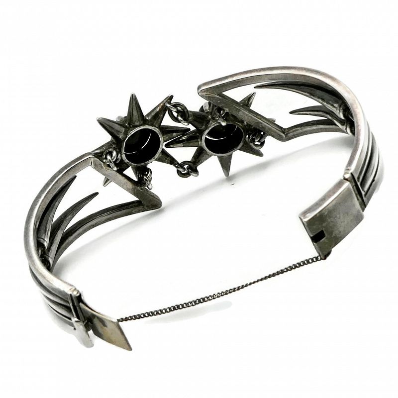 Salvador Teran #156 Obsidian Cosmic Mexican Sterling Silver Bracelet