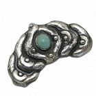 1930's Matl Matilde Poulat Turquoise Silver Repoussé Pin