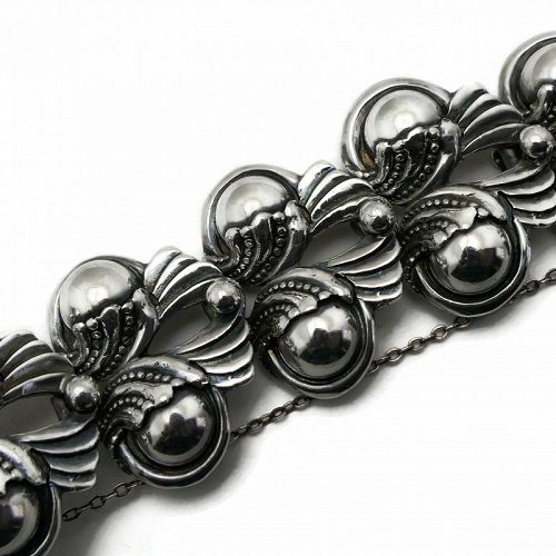 Margot de Taxco #5240 Mexican Repoussé Sterling Silver Bracelet