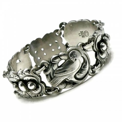 Vintage Georg Jensen #14 Denmark Sterling Silver Dove Bracelet