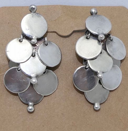 William Spratling Taxco Mexican Sterling Silver Disc Earrings