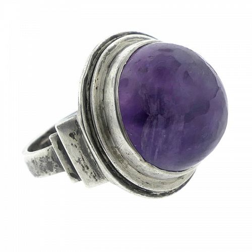 Fred Davis Amethyst Mexican Sterling Silver Ring Size 7