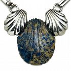 William Spratling Azur-Malachite Shell Sterling Silver Necklace