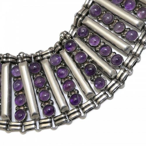 Fred Davis Amethyst Sterling Silver Mexican Bracelet