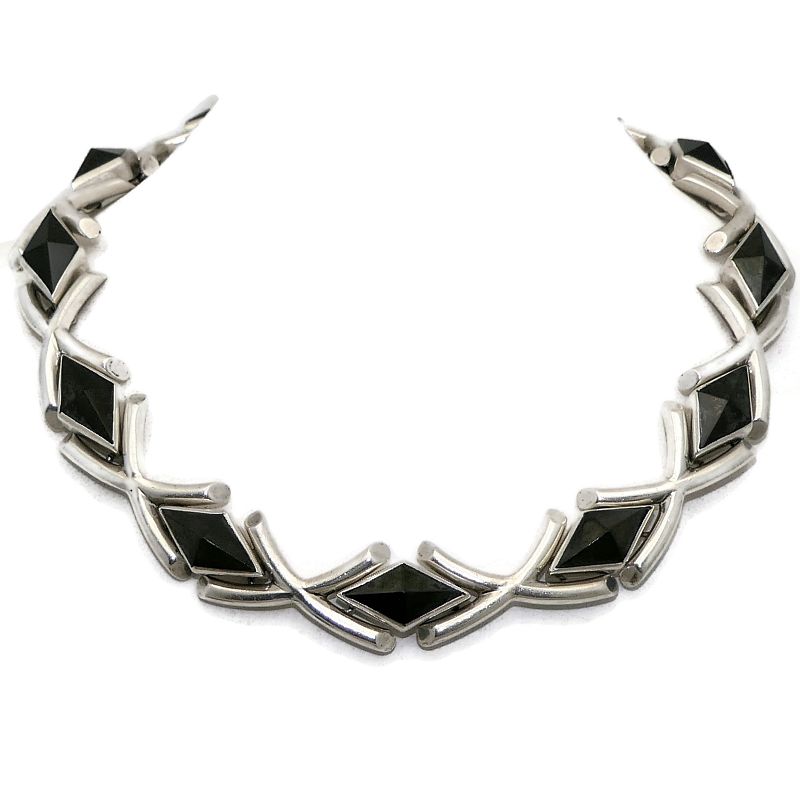 Antonio Pineda Onyx 970 Silver Taxco Mexican Necklace