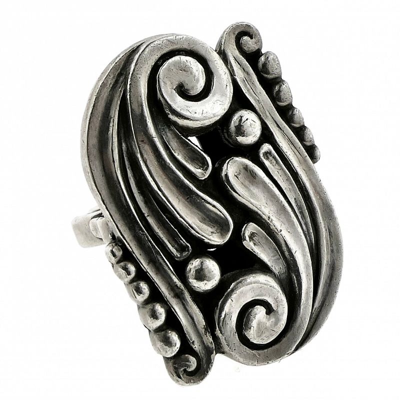 Huge Margot de Taxco Mexican Repoussé Sterling Silver Ring #5337