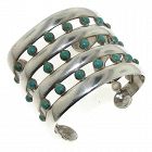 Wide Hector Aguilar Turquoise Sterling Silver Cuff Bracelet