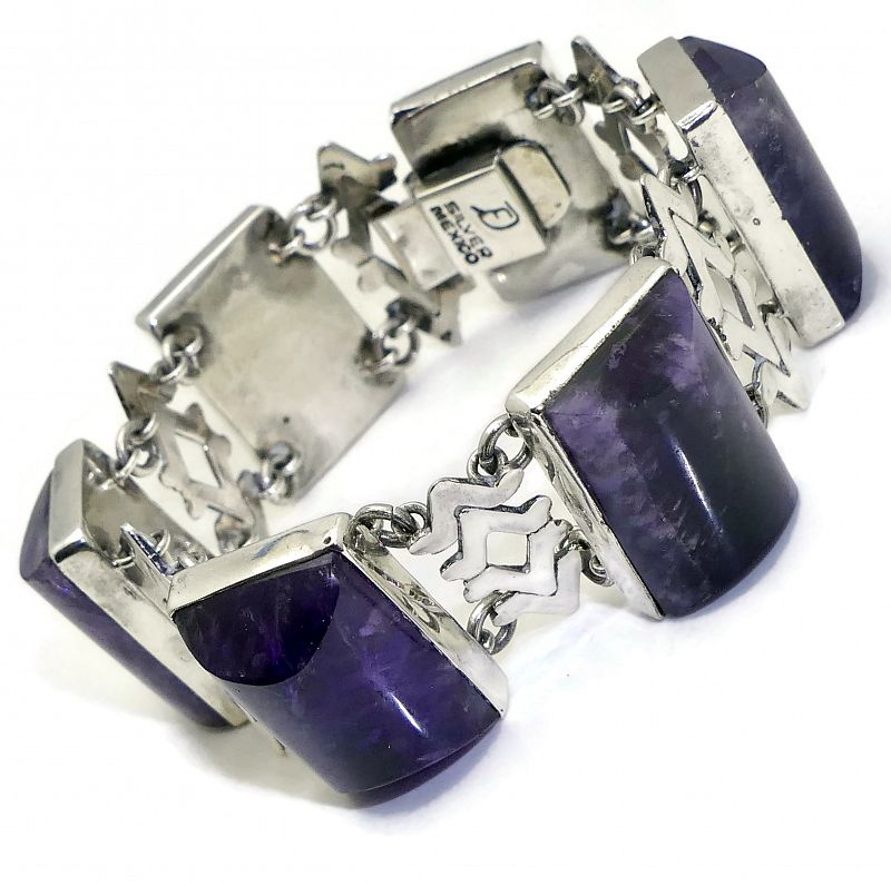 Fred Davis Modernist Amethyst Sterling Silver Bracelet