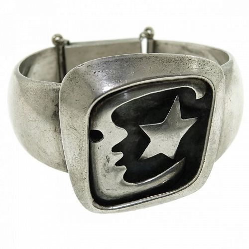 Salvador Teran Moon Star Taxco Mexican Sterling Silver Bracelet