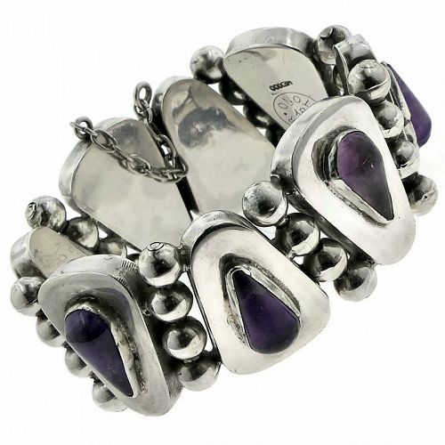 Antonio Pineda "Silver By Tono" Amethyst Silver Bracelet