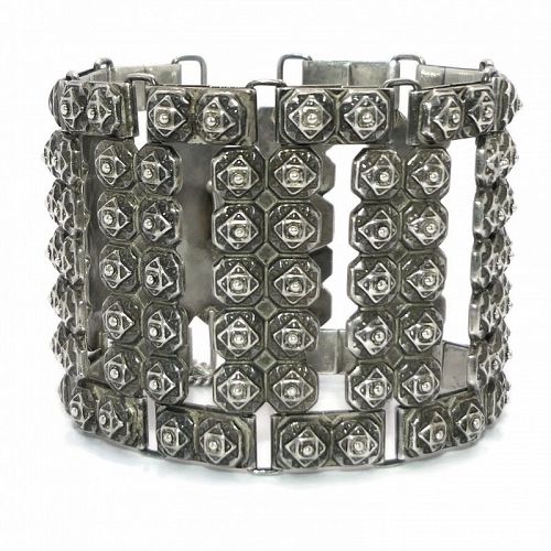 Fred Davis Design Mexican Sterling Silver Geometric Bracelet