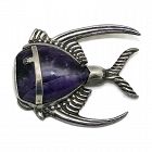 Fred Davis Mexican Amethyst Angelfish Sterling Silver Pin