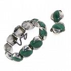 Antonio Pineda Taxco Aventurine 970 Silver Bracelet Earrings Set