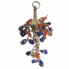 Celia Harms Mexican Sterling Silver Vermeil Lapis Coral Pendant 6"