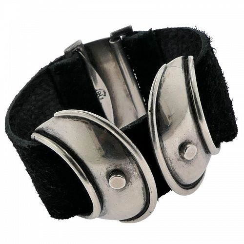 Hector Aguilar Armadillo Leather/Suede Sterling Silver Bracelet