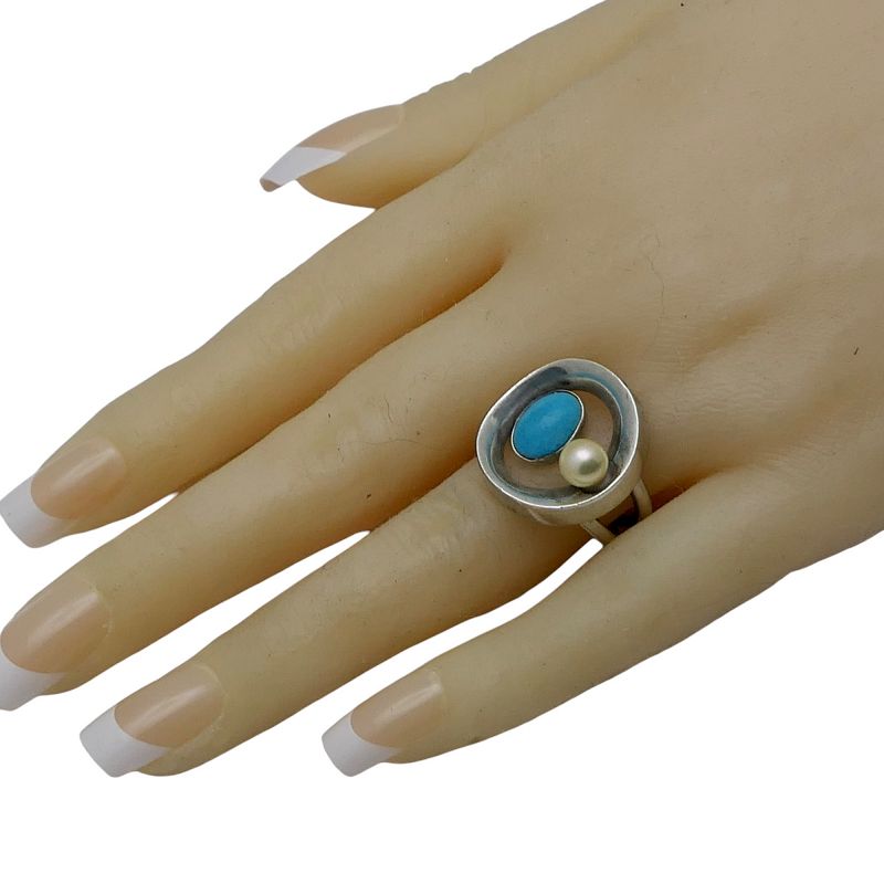 Antonio Pineda Jeweled 970 Silver Taxco Mexican Ring