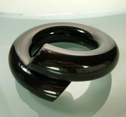 Statement 1980s Judith Hendler Black Lucite Bangle