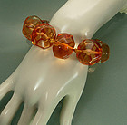70s Ugo Correani Watery Amber Lucite Jeweled Bracelet