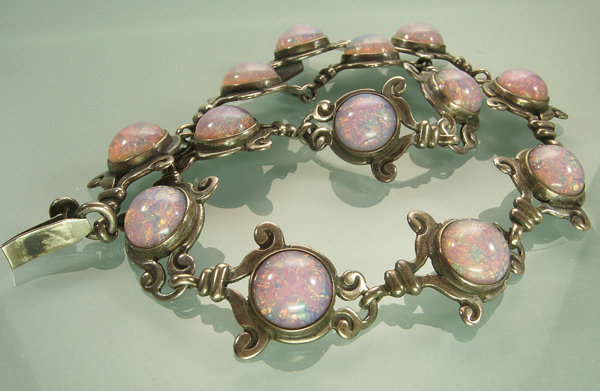 Emma Melendez Taxco Mexico Silver Glass Opal Necklace