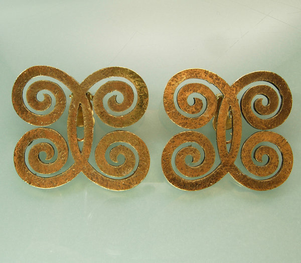 C 1970 Signed Chanel Barbaric Style Sculpted Earrings