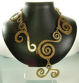 1970 Signed Chanel Barbaric Style Drop Collar Necklace