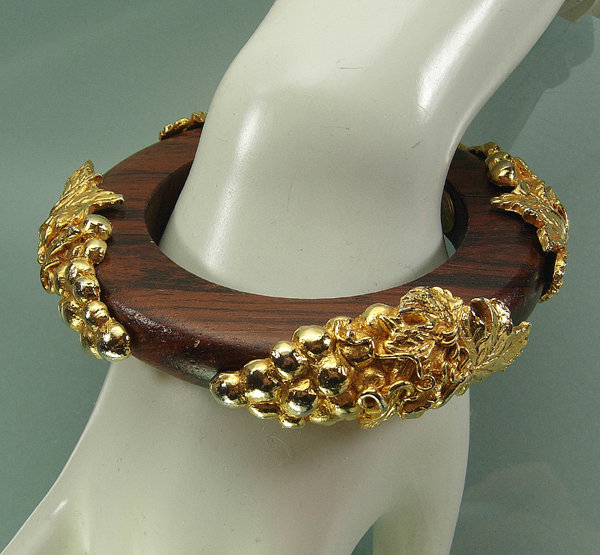 Dominique Aurientis Goldtone Metal Mounted Wood Bangle