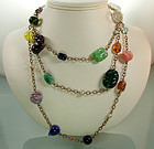 French 60 Inch Sautoir Necklace Gripoix Glass Beads