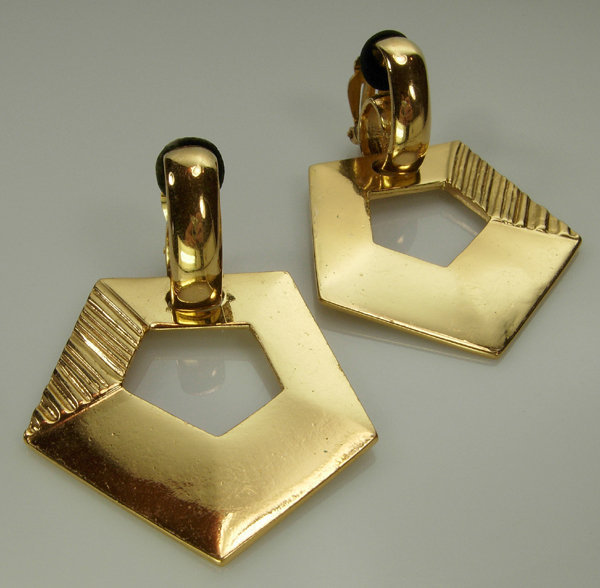 70s Yves Saint Laurent YSL Huge Modernist Drop Earrings