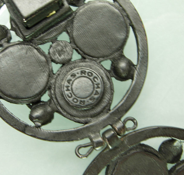 C 1990 Rochas France Medieval Style Japanned Bracelet