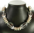 Statement Alice Kuo Carved Rock Crystal Silver Necklace