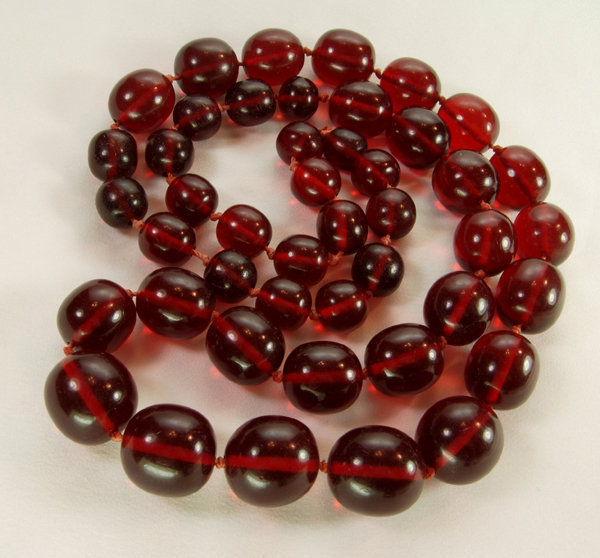 1930 Genuine Cherry Amber Necklace Large Round Beads