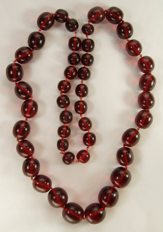 1930 Genuine Cherry Amber Necklace Large Round Beads