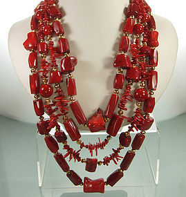 Sumptuous Huge Jose Maria Barrera Red Coral Necklace