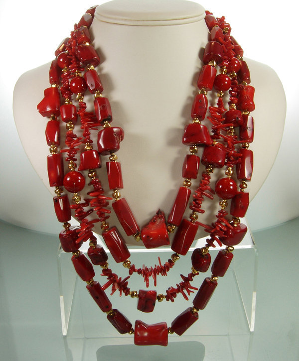 Sumptuous Huge Jose Maria Barrera Red Coral Necklace