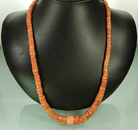 Vintage Pink Coral Large Graduated Barrel Bead Necklace