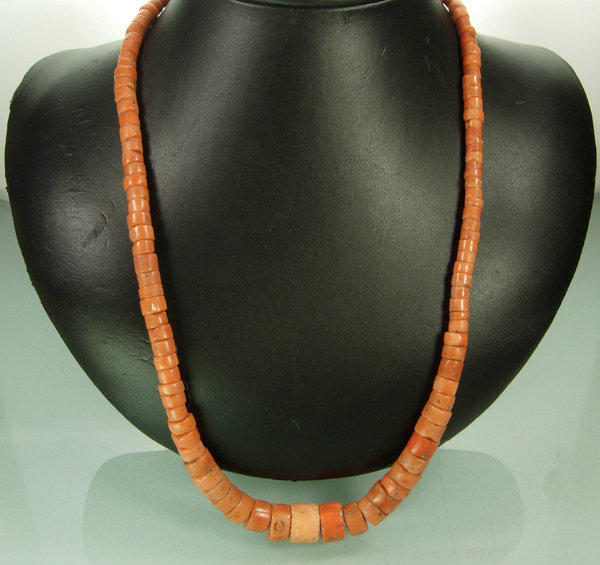 Vintage Pink Coral Large Graduated Barrel Bead Necklace