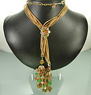 Gorgeous 60s French Poured Glass Long Drop Necklace