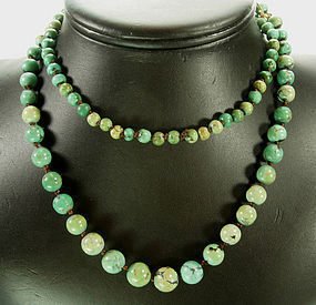 C 1900 Chinese Turquoise Graduated Beads Necklace